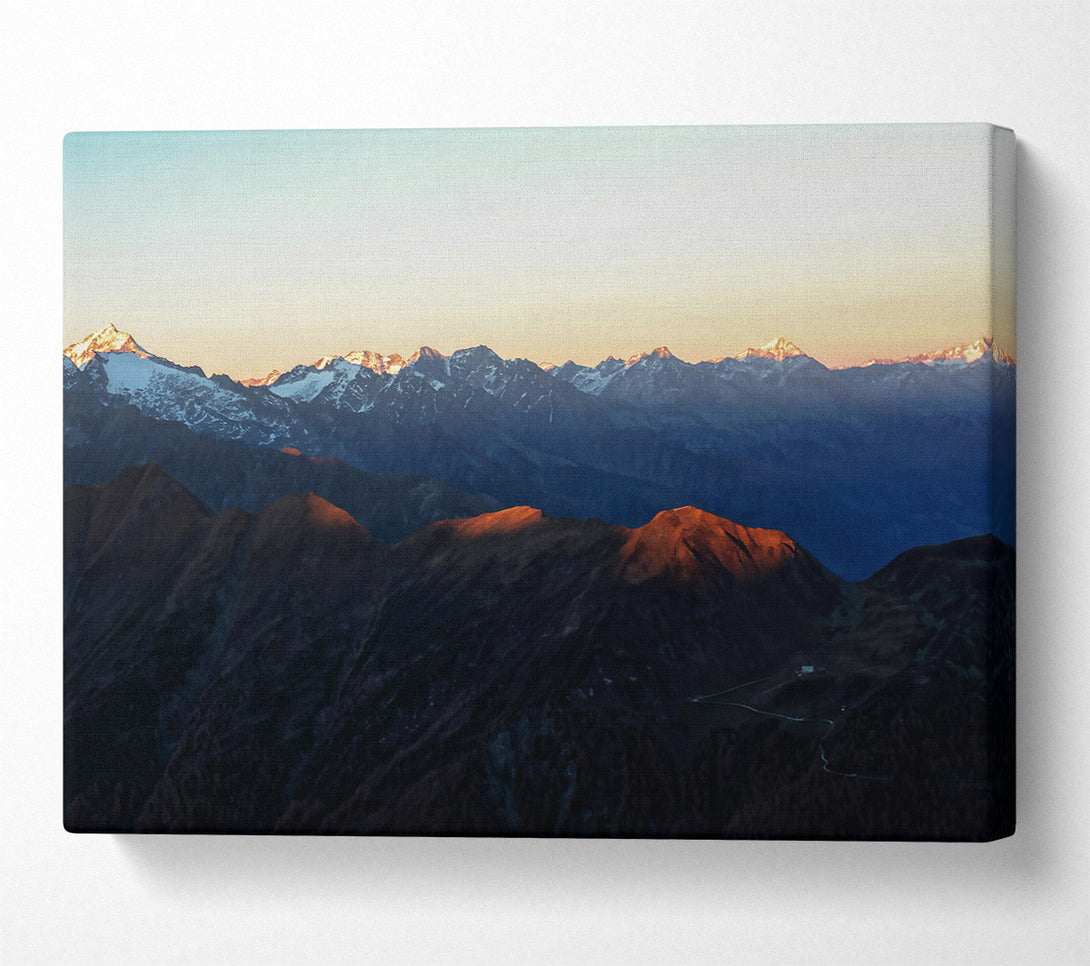  A Canvas Print of Golden Mountain Serenity Canvas Art