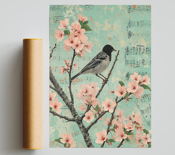 Mint Songbird Bloom Poster