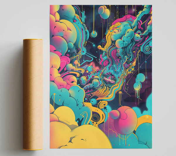 Yellow Cosmic Dreamscapes Poster