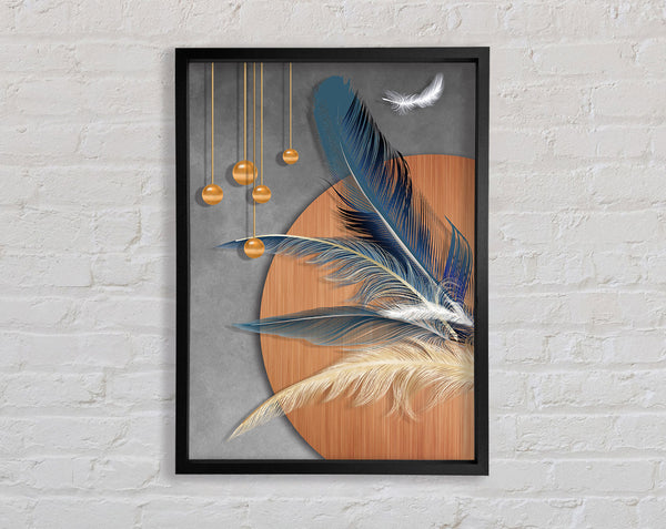 Feathers And Shapes Framed Print