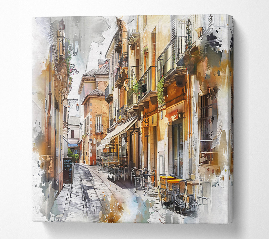  A Canvas Print of Golden Hour Cafe Canvas Print