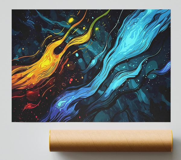 Azure Cosmic Flow Giclee Print