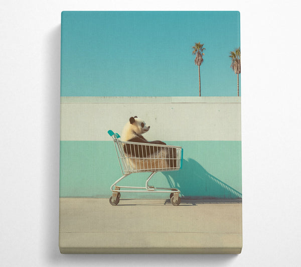  A Canvas Print of Blue Panda Shopping Cart Canvas Art
