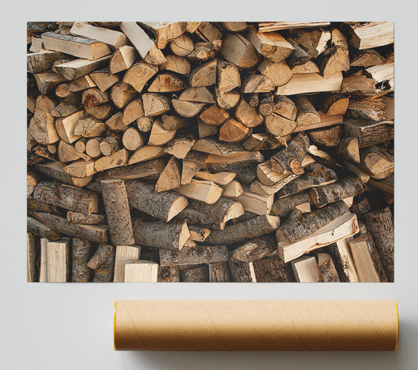 Brown Wood Stacking Print