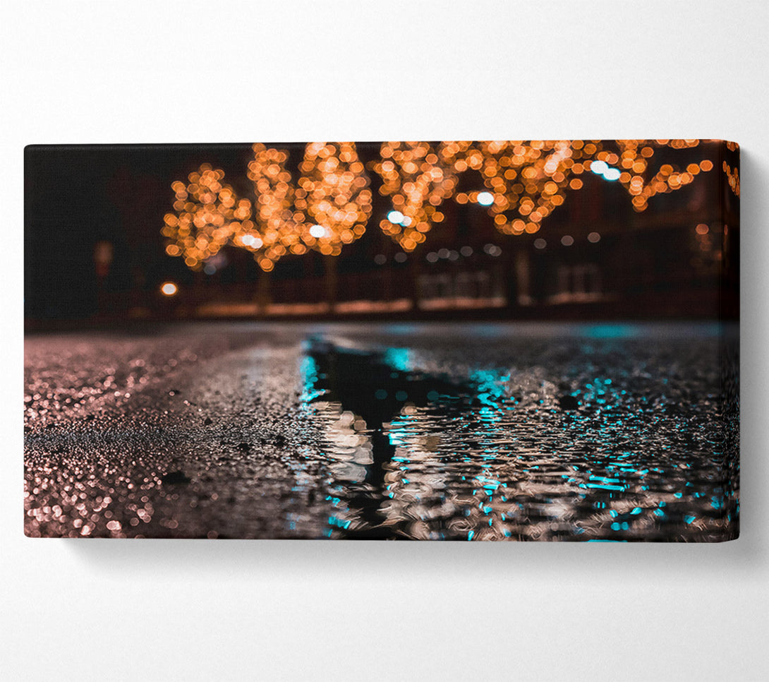  A Canvas Print of Blue Lights Reflecting Canvas Art