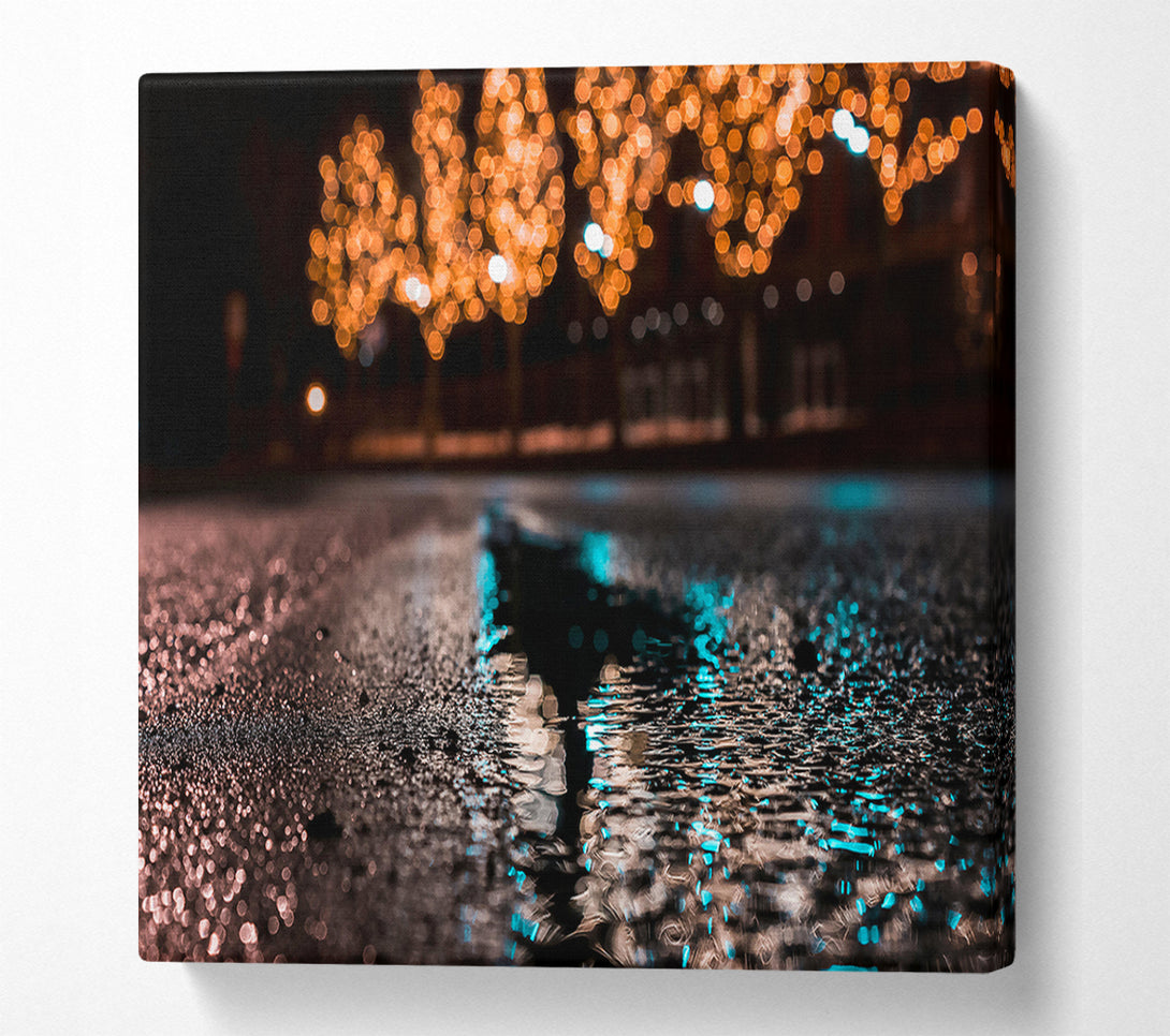  A Canvas Print of Blue Lights Reflecting Canvas Art