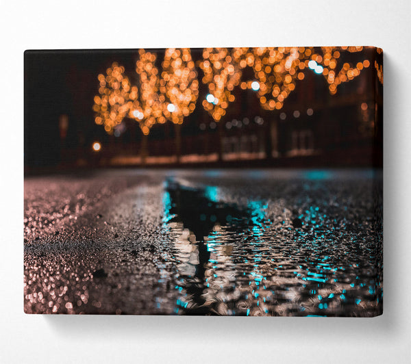  A Canvas Print of Blue Lights Reflecting Canvas Art