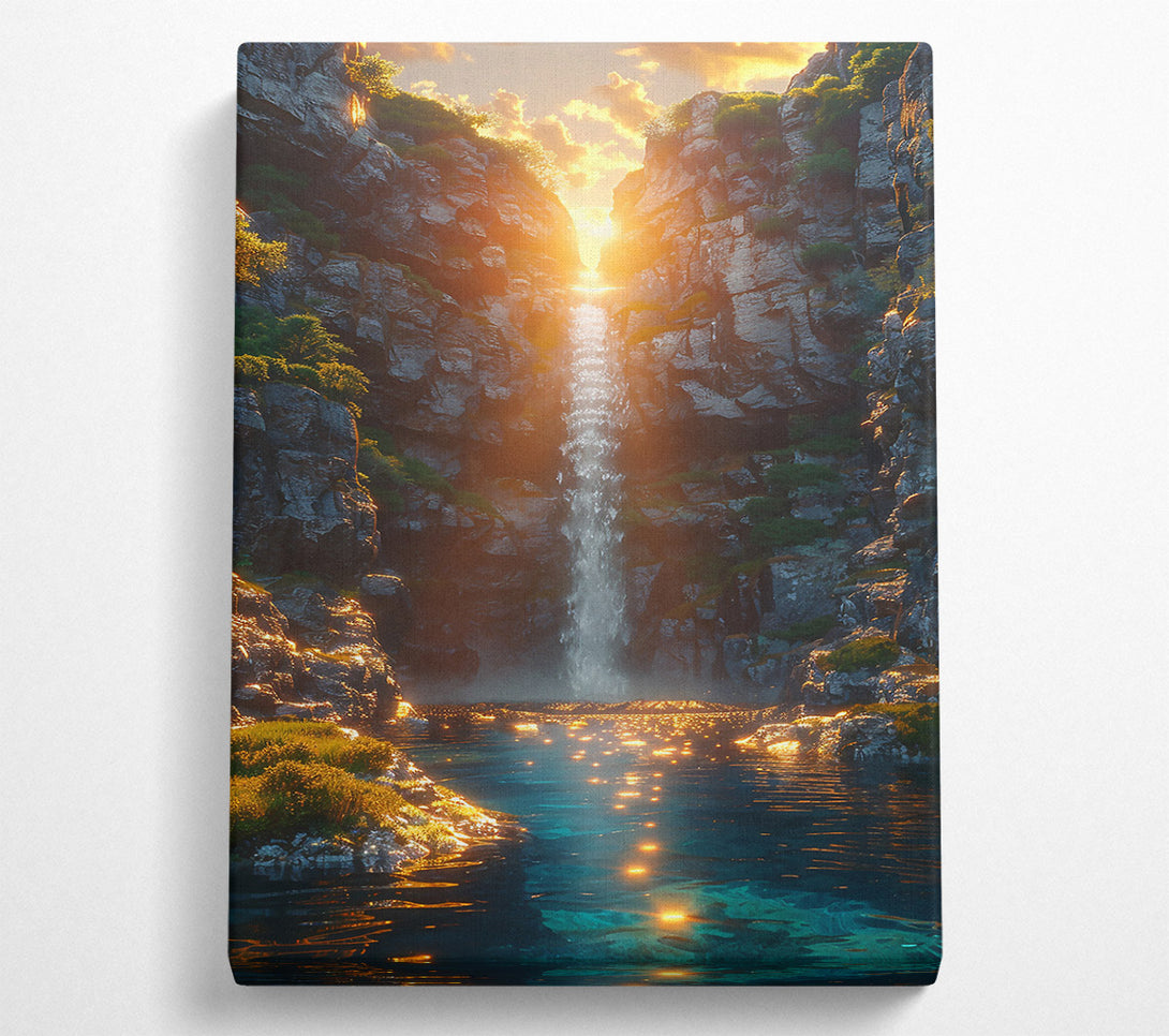  A Canvas Print of Golden Waterfall Dreams Canvas Print