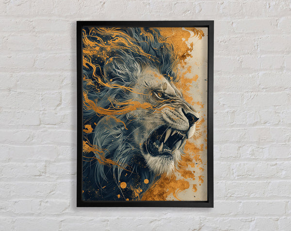 Fierce Abstract Lion Framed Print