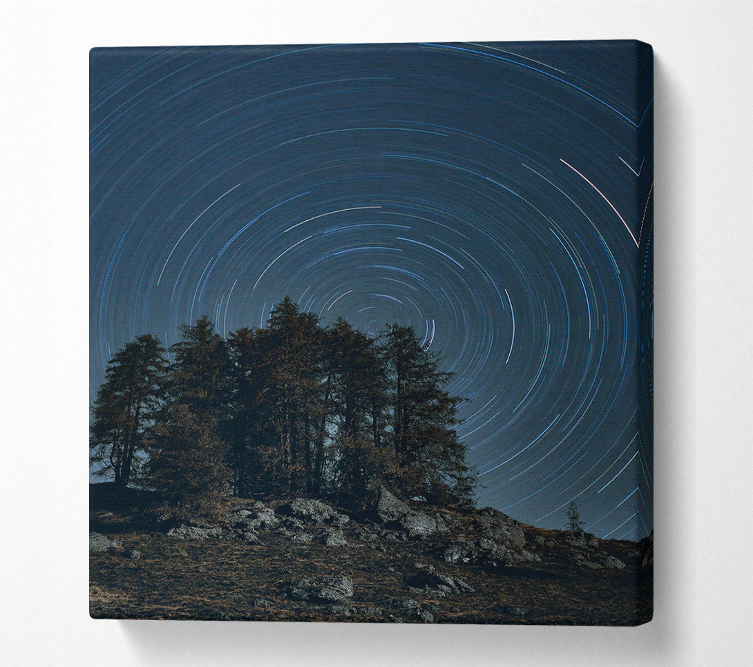  A Canvas Print of Midnight Blue Star Trails Canvas Print