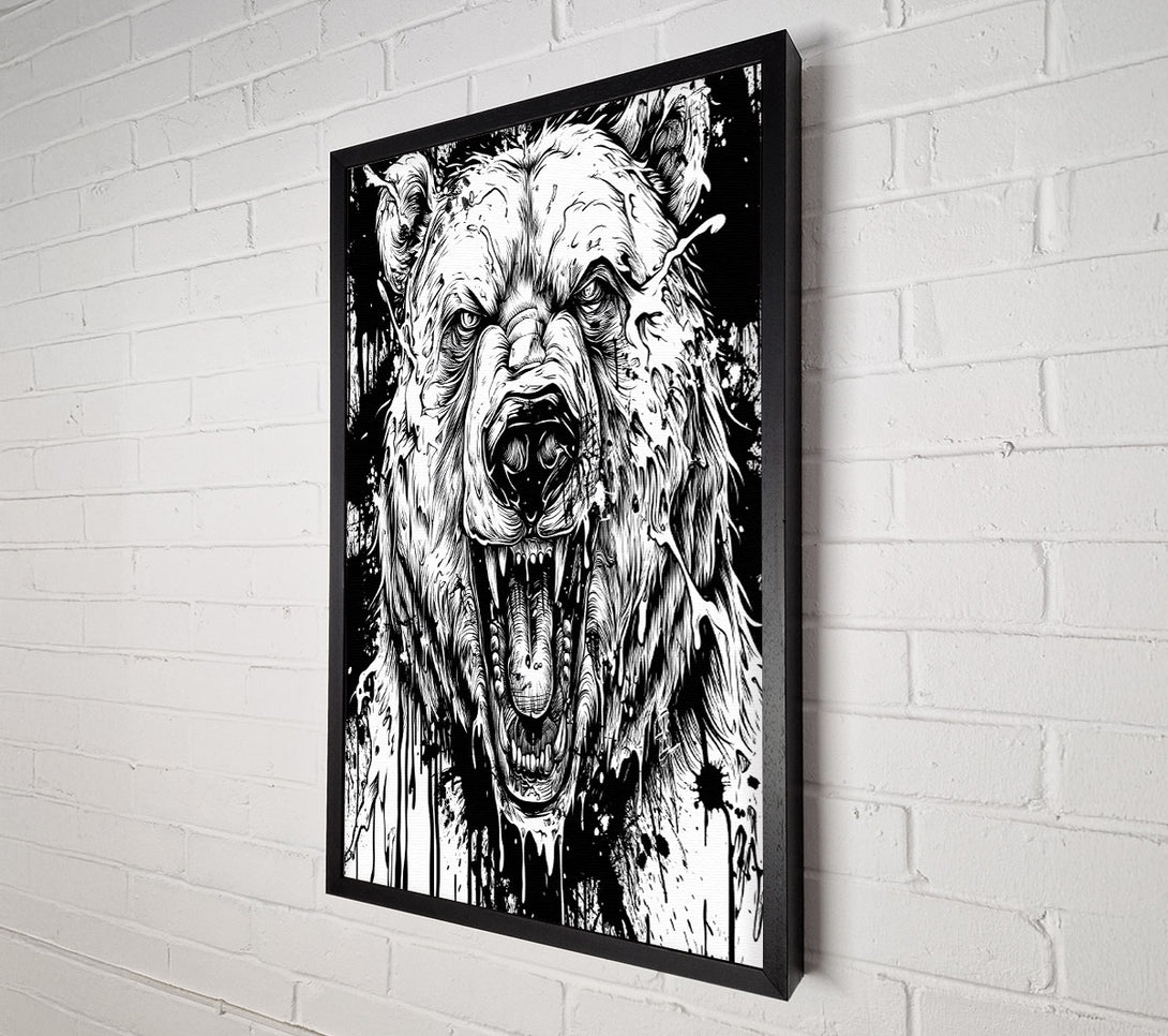  A Canvas Print of Fierce Bear Ink Canvas Art