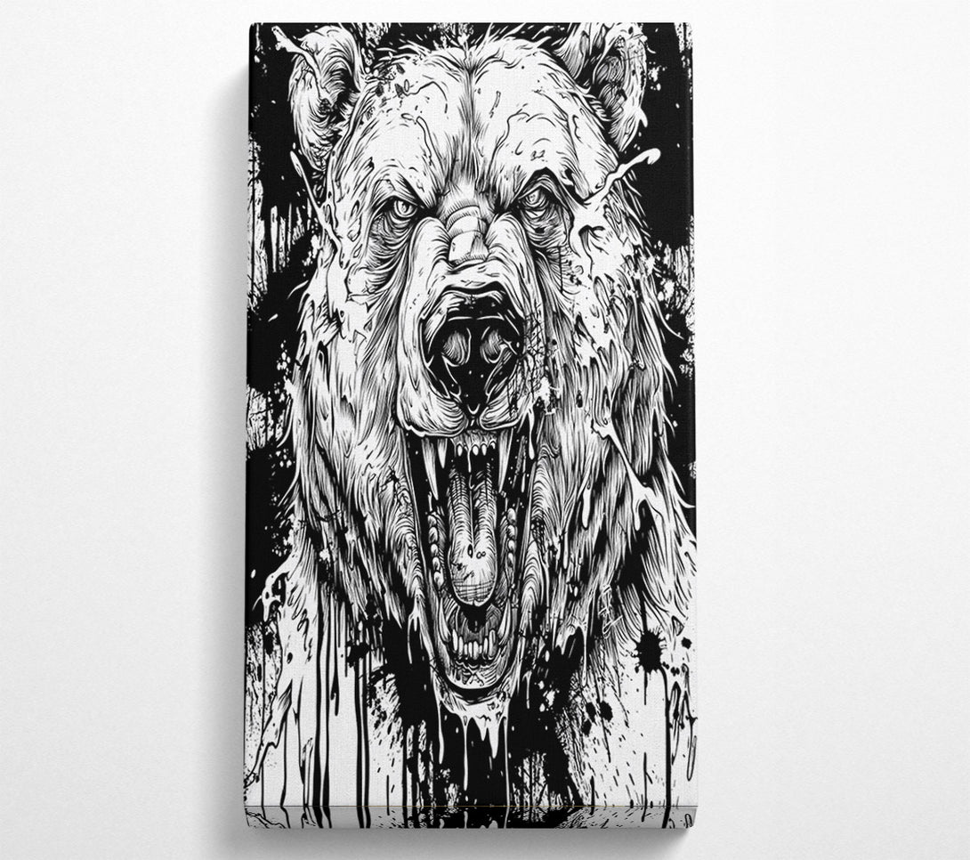  A Canvas Print of Fierce Bear Ink Canvas Art