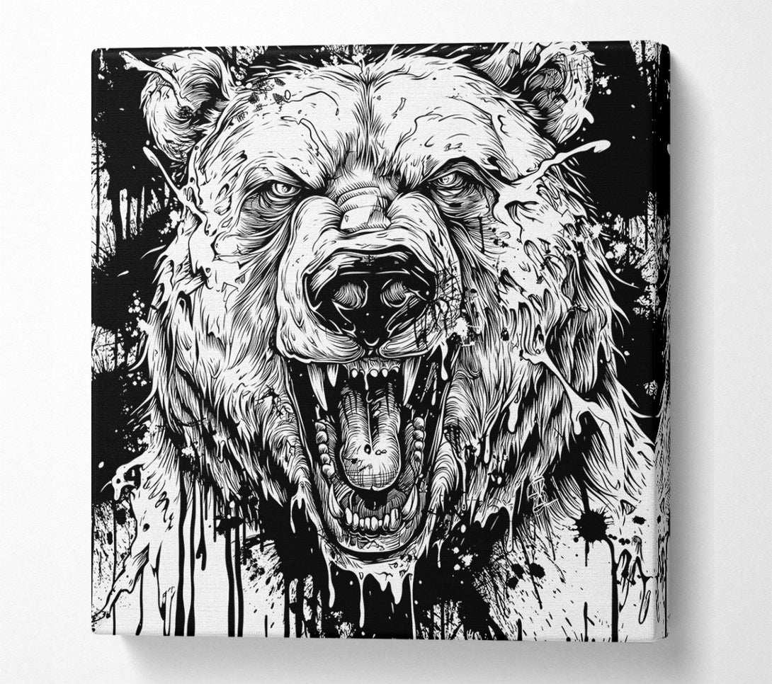  A Canvas Print of Fierce Bear Ink Canvas Art
