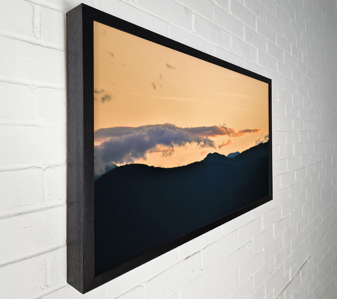  A Canvas Print of Golden Silhouette Mountains Canvas Wall Art