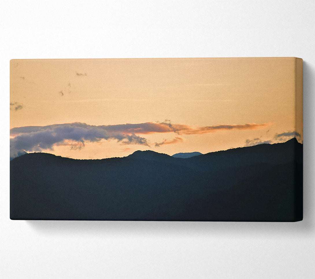  A Canvas Print of Golden Silhouette Mountains Canvas Wall Art