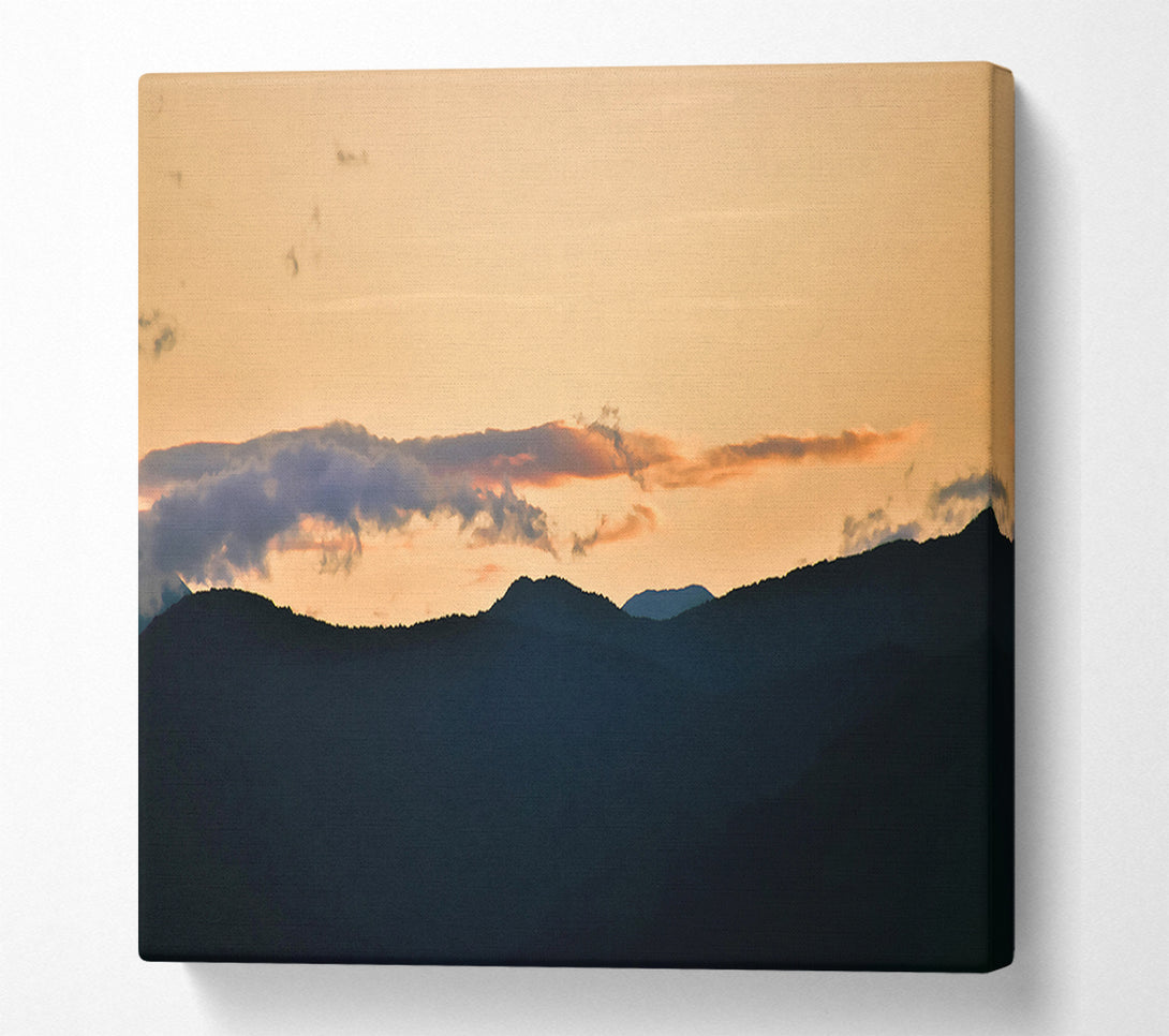  A Canvas Print of Golden Silhouette Mountains Canvas Wall Art