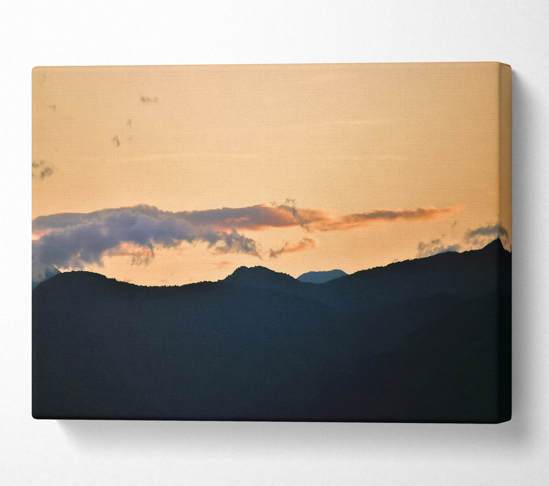  A Canvas Print of Golden Silhouette Mountains Canvas Wall Art