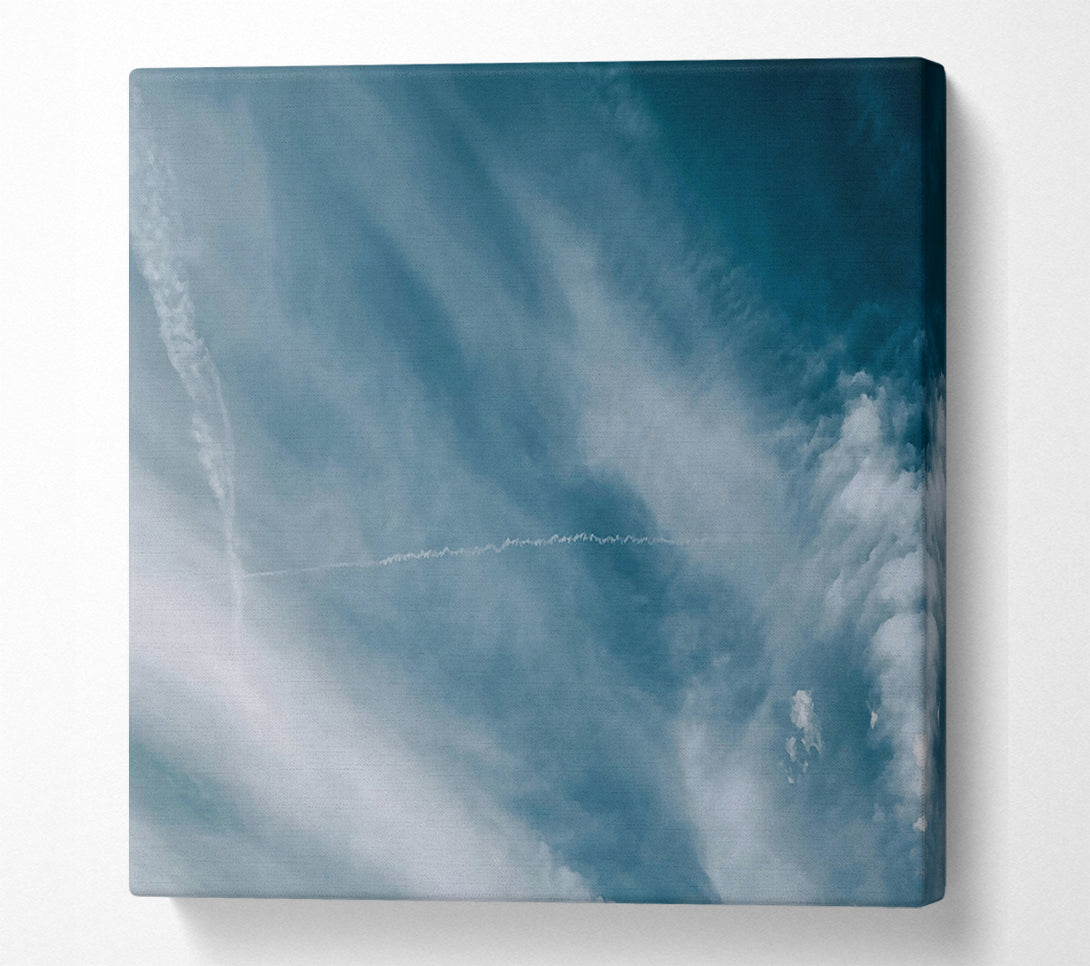  A Canvas Print of Teal Sky Trails Canvas Print