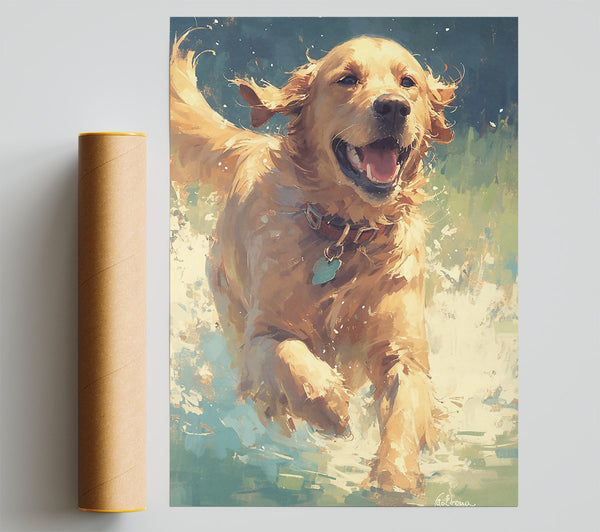 Golden Splash Of Joy Poster