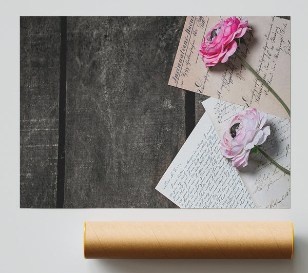 Pink Floral Script Poster