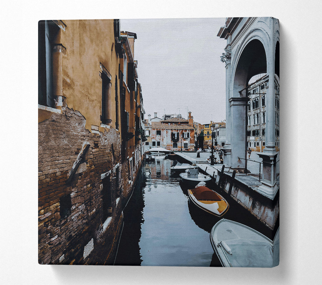  A Canvas Print of Golden Canal Reflections Canvas Wall Art