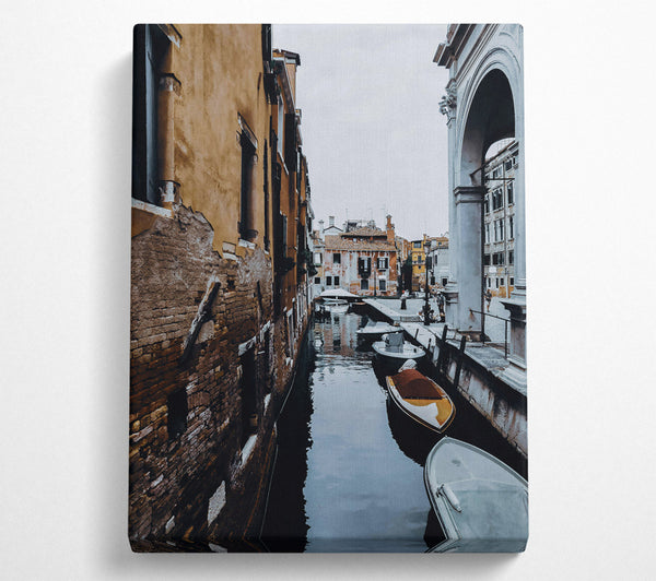  A Canvas Print of Golden Canal Reflections Canvas Wall Art
