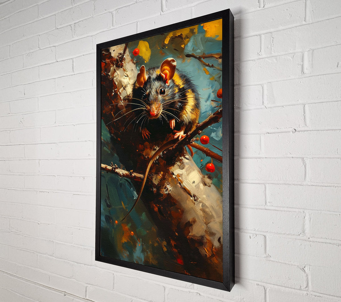  A Canvas Print of Black Rat On Branch Canvas Wall Art