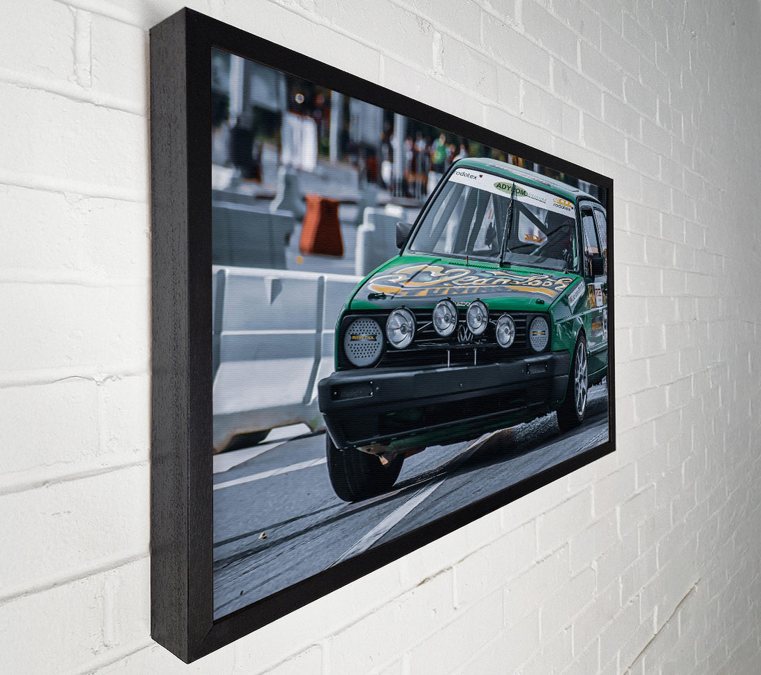  A Canvas Print of Green Rally Car Canvas Print