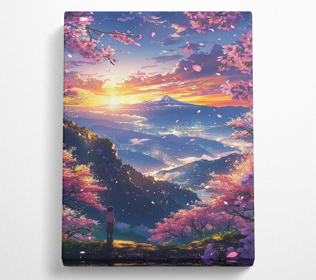  A Canvas Print of Pink Sunset Mountain View Canvas Wall Art