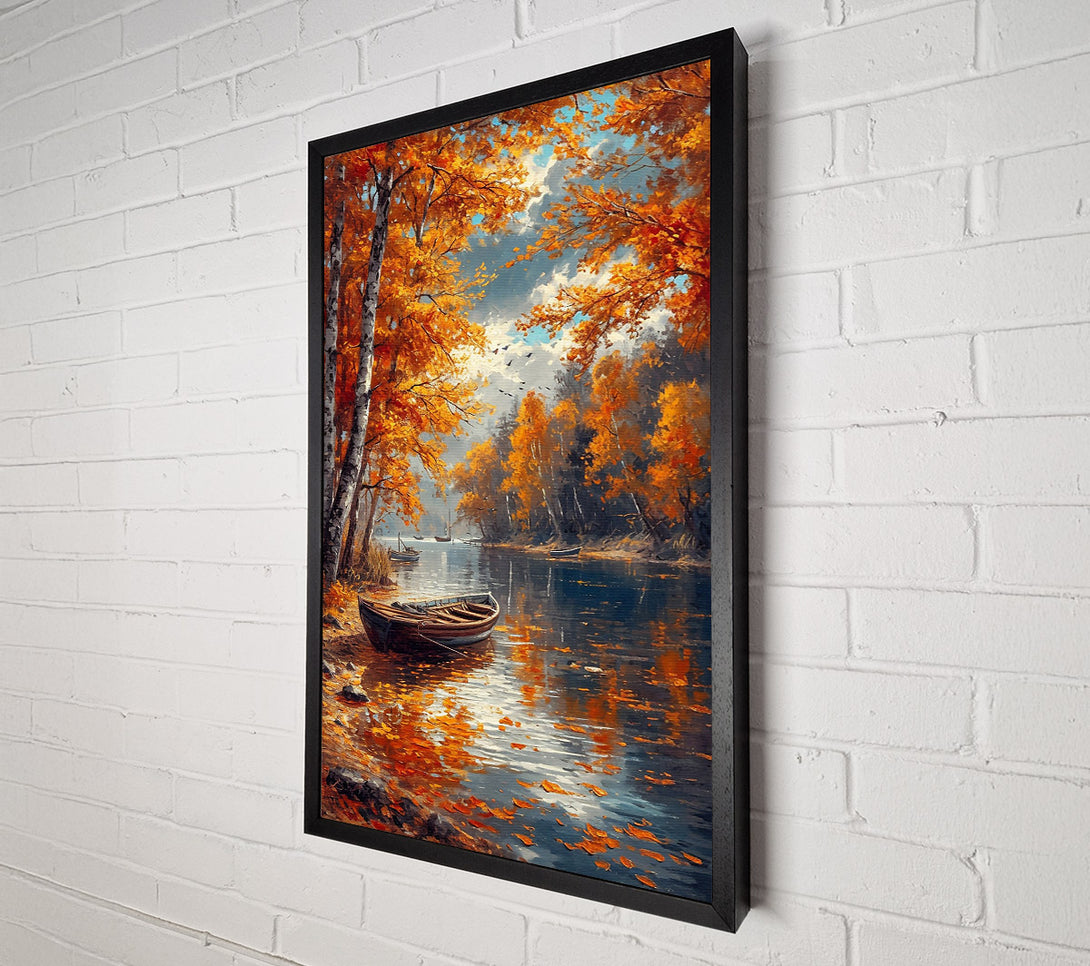  A Canvas Print of Golden Autumn River Canvas Wall Art