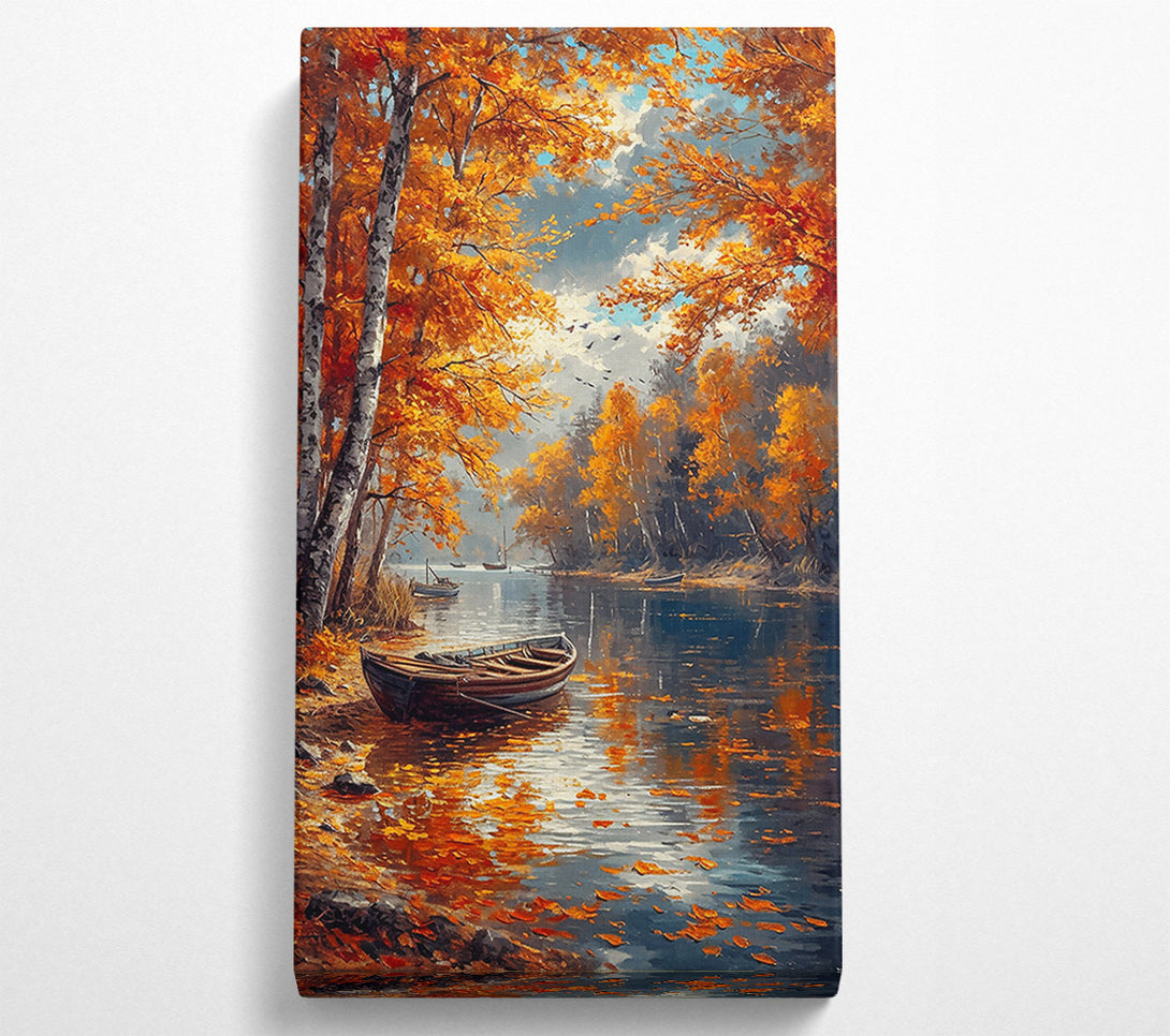  A Canvas Print of Golden Autumn River Canvas Wall Art