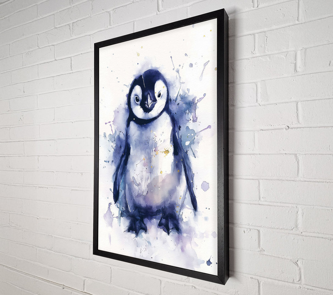  A Canvas Print of Indigo Penguin Splash Canvas Wall Art