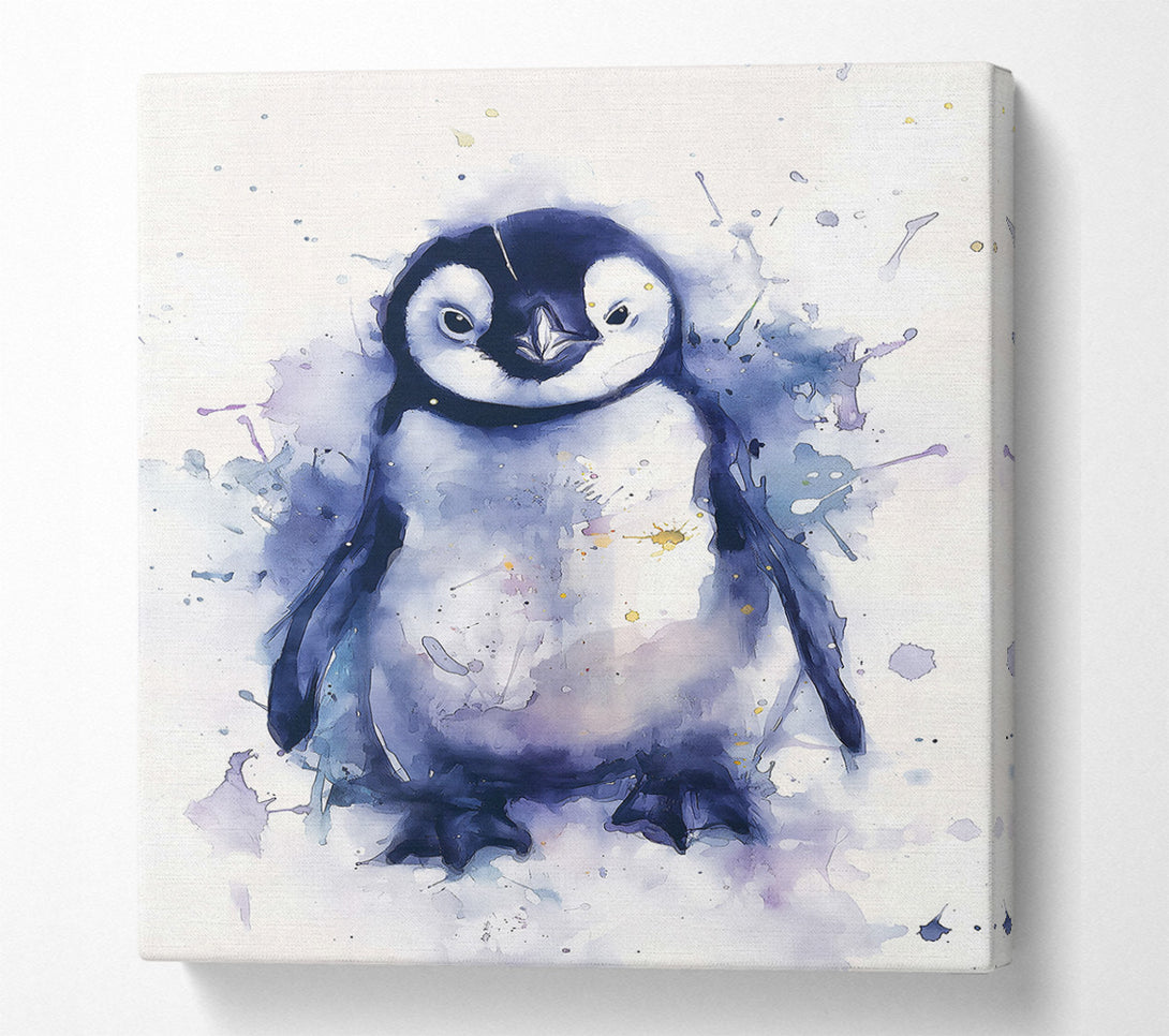  A Canvas Print of Indigo Penguin Splash Canvas Wall Art
