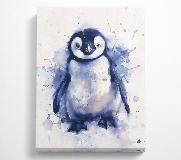  A Canvas Print of Indigo Penguin Splash Canvas Wall Art