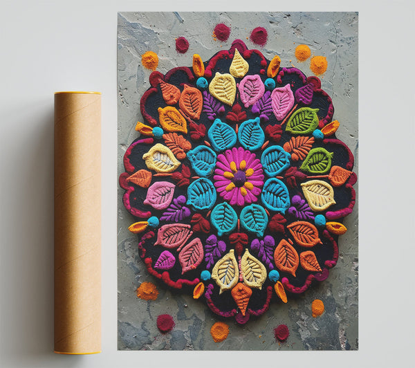 Yellow Floral Mandala Print