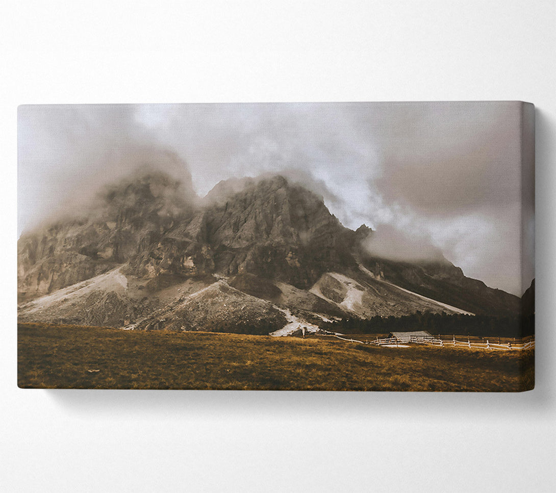  A Canvas Print of Gray Clouds Over Mountains Canvas Art