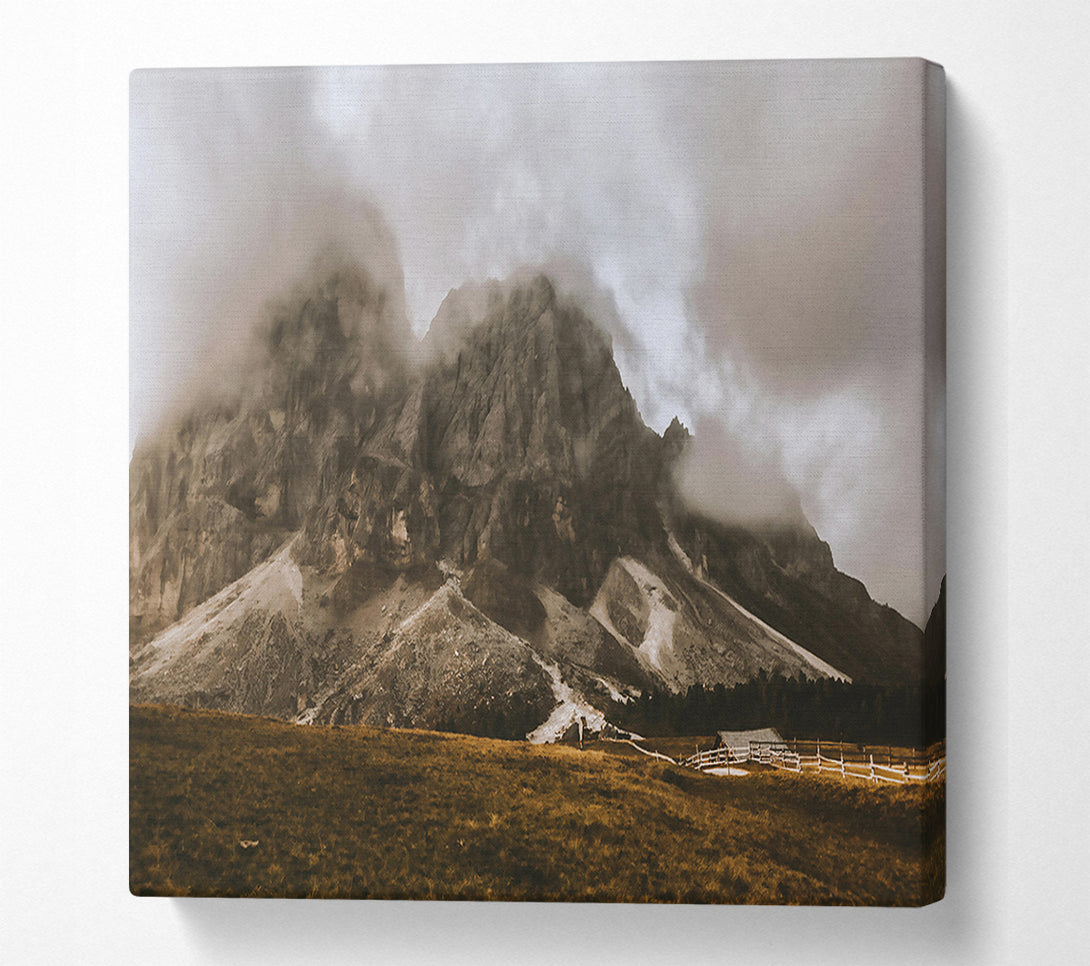  A Canvas Print of Gray Clouds Over Mountains Canvas Art