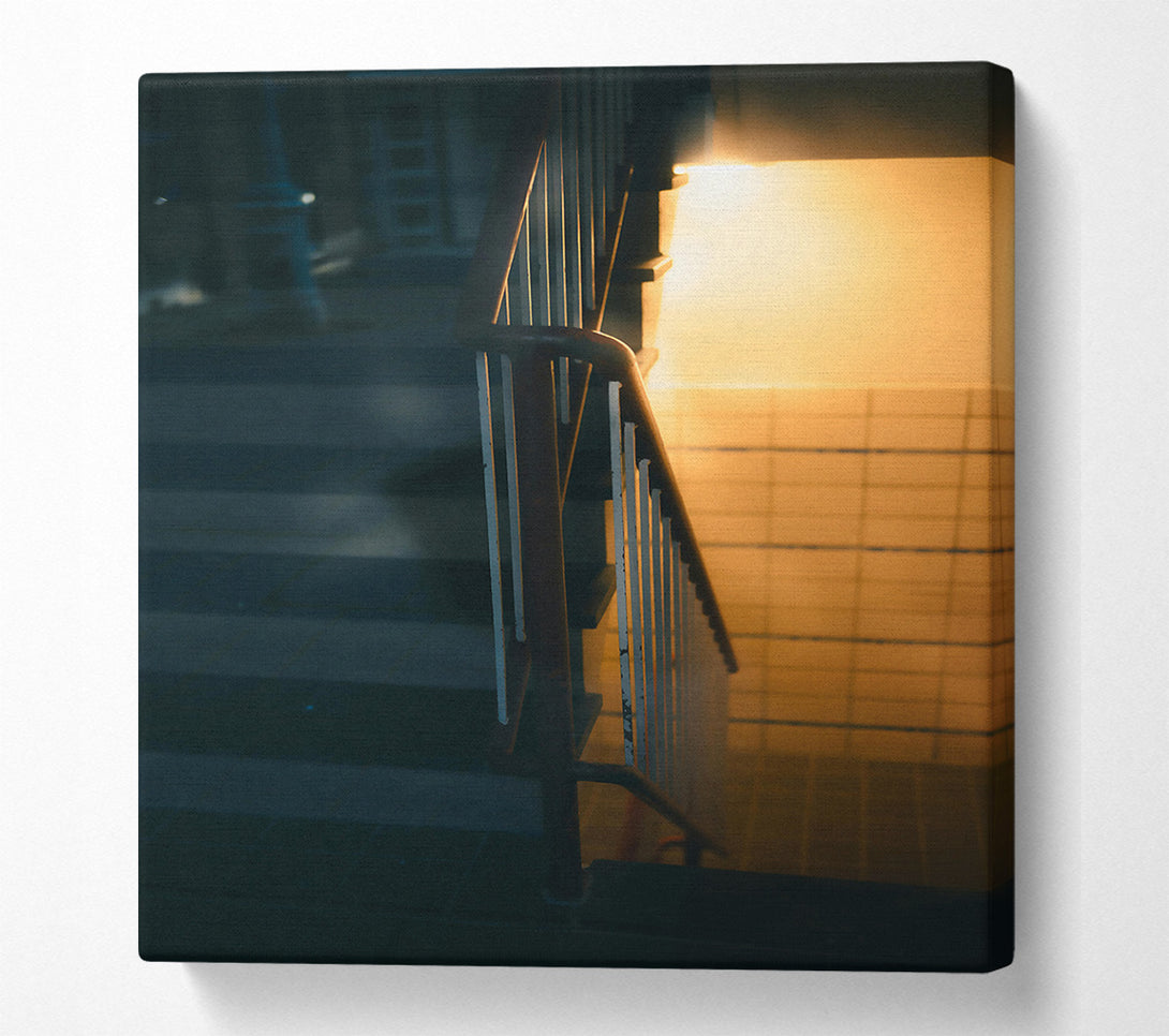  A Canvas Print of Golden Stairwell Light Canvas Wall Art