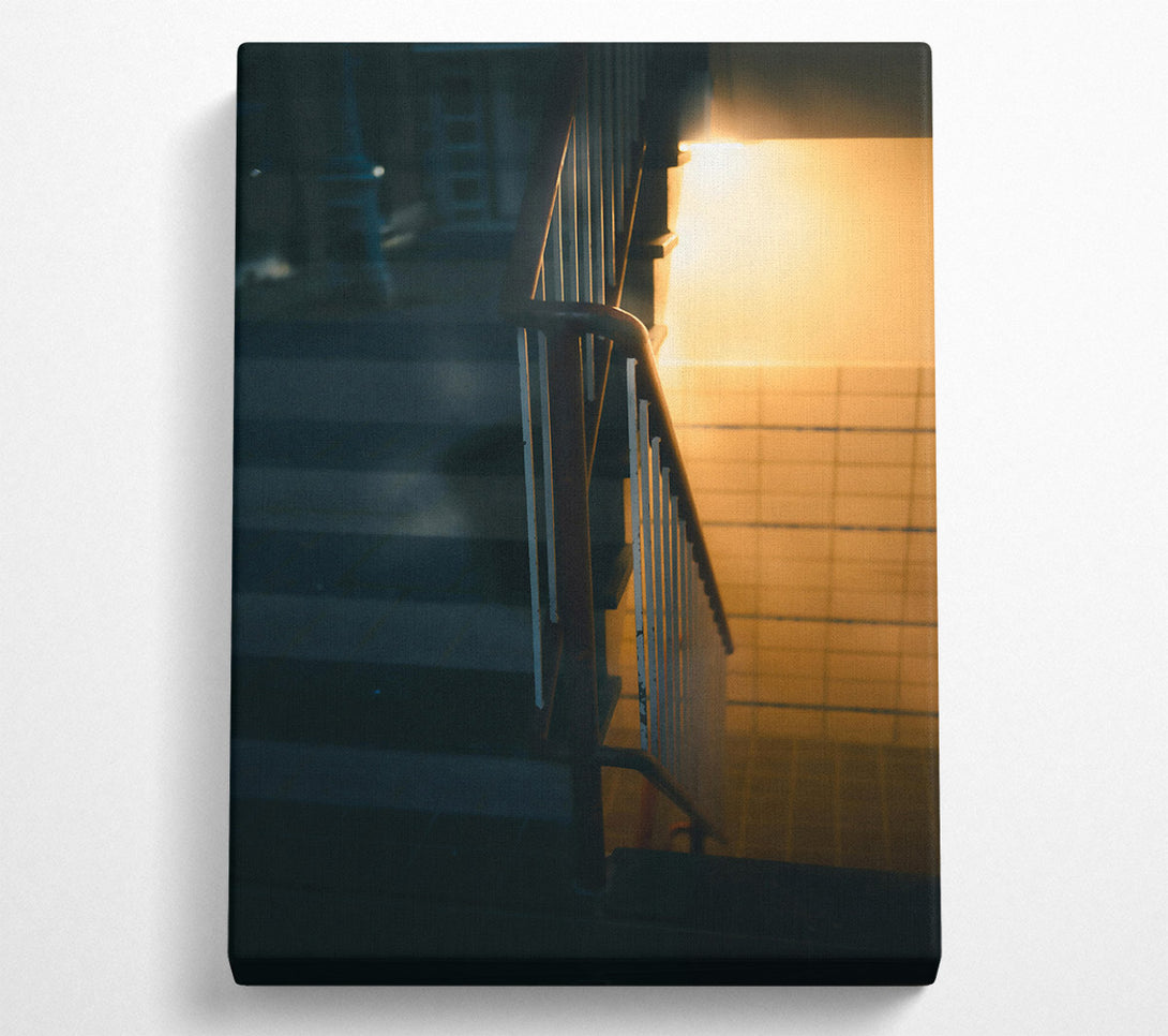  A Canvas Print of Golden Stairwell Light Canvas Wall Art