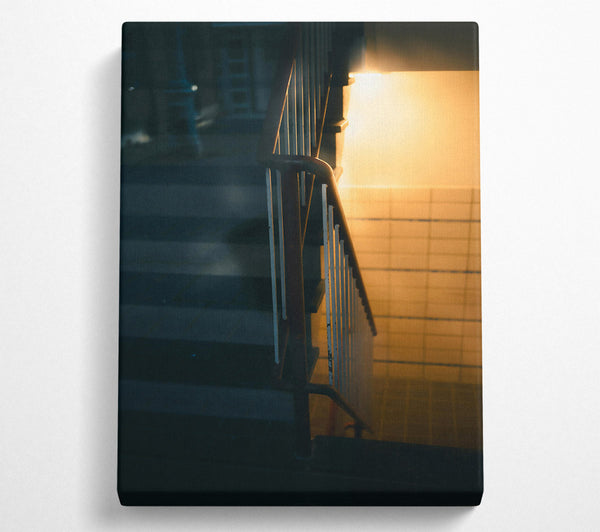  A Canvas Print of Golden Stairwell Light Canvas Wall Art