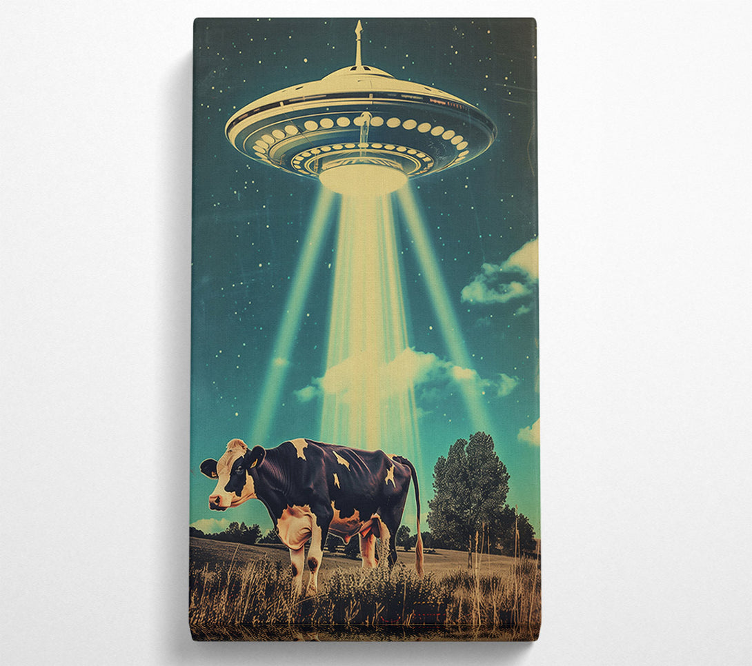  A Canvas Print of Teal Cow Abduction Canvas Art
