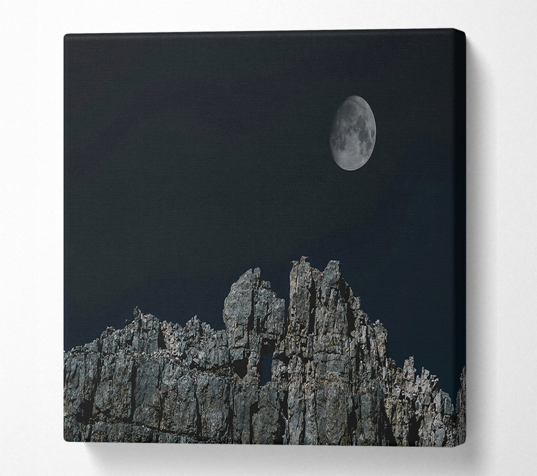  A Canvas Print of Gray Moonlit Cliffs Canvas Print