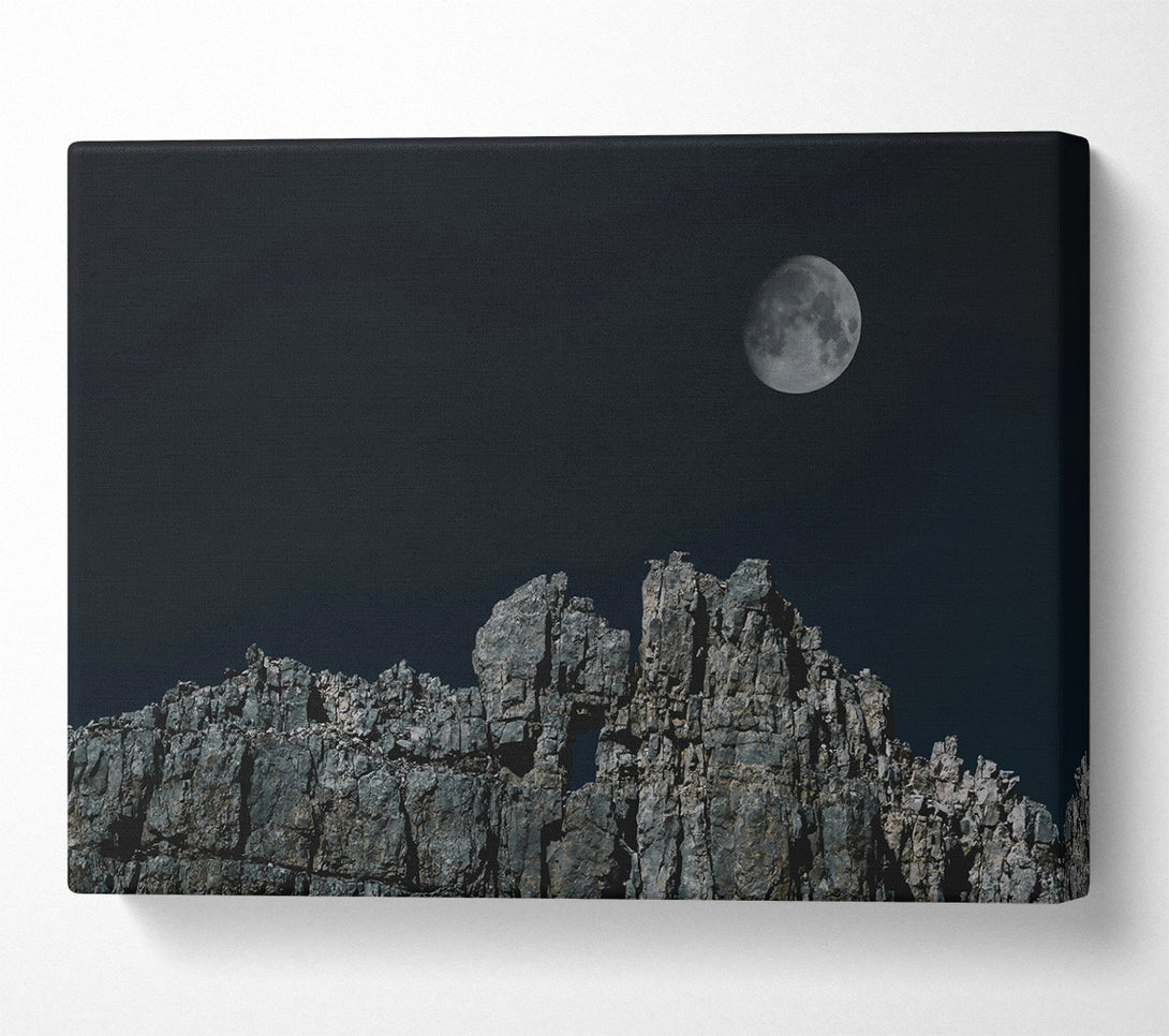  A Canvas Print of Gray Moonlit Cliffs Canvas Print