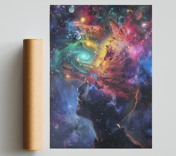 Cosmic Red Embrace Poster