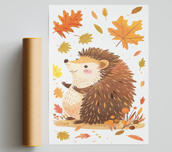 Autumn'S Brown Hedgehog Print