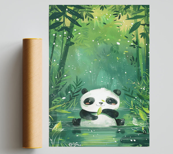 Green Panda Peace Print