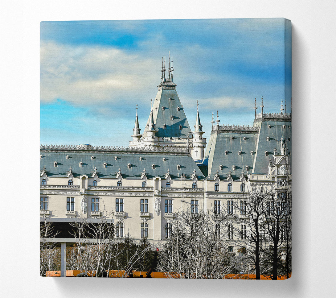  A Canvas Print of Grey Skies Over Palace Canvas Wall Art