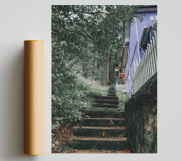 Purple Steps To The Woods Poster