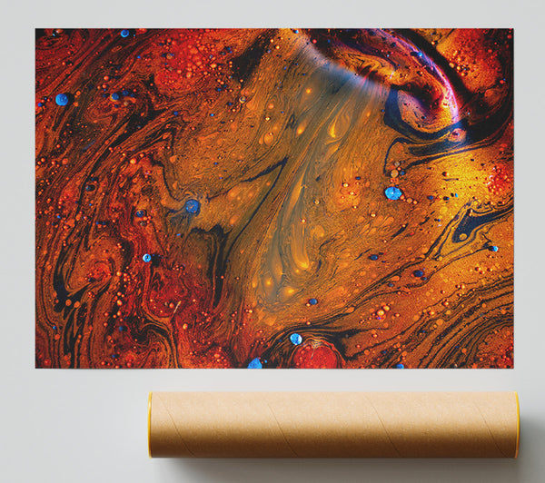 Golden Swirls And Bubbles Print