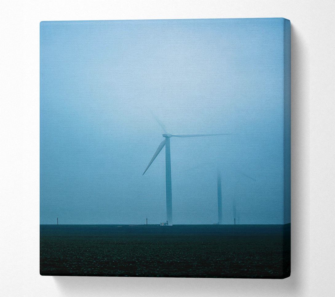  A Canvas Print of Blue Mist Turbine Field Canvas Wall Art